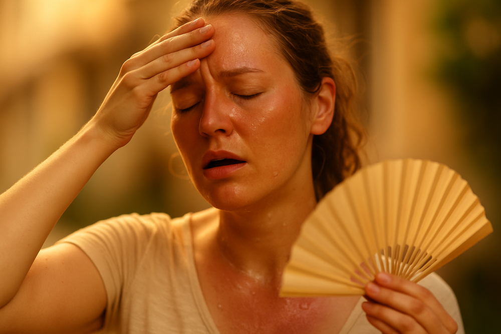a woman experiencing heat stress