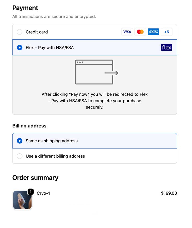 Select Flex | Pay at checkout