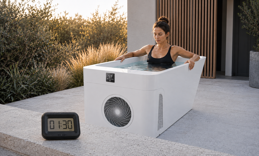 A cold-plunge timer showing a short session